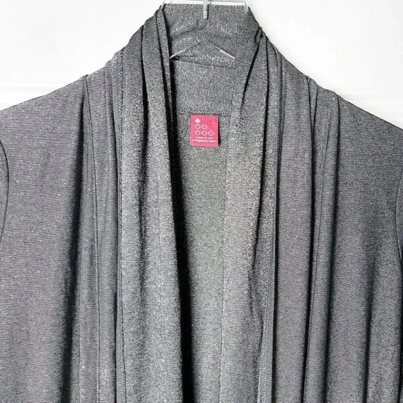 Three Dots shawl collar metallic gray silver open cardigan size small - Picture 6 of 7